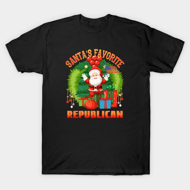 Santas Favorite Republican, Xmas Republican T-Shirt by Cor Designs